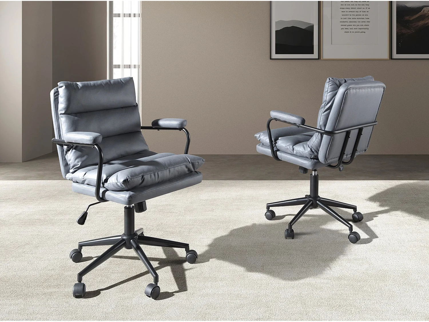 Chaise de bureau pivotante en tissu gris 4155 ANGEL CERDA