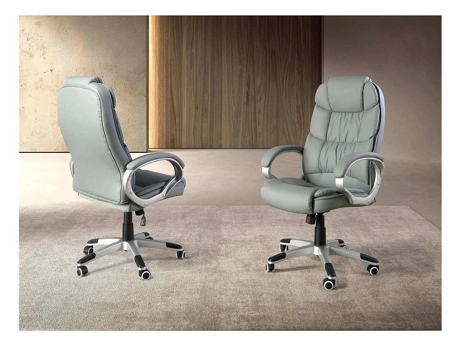 Sedia da ufficio girevole in similpelle grigia 4154 ANGEL CERDA