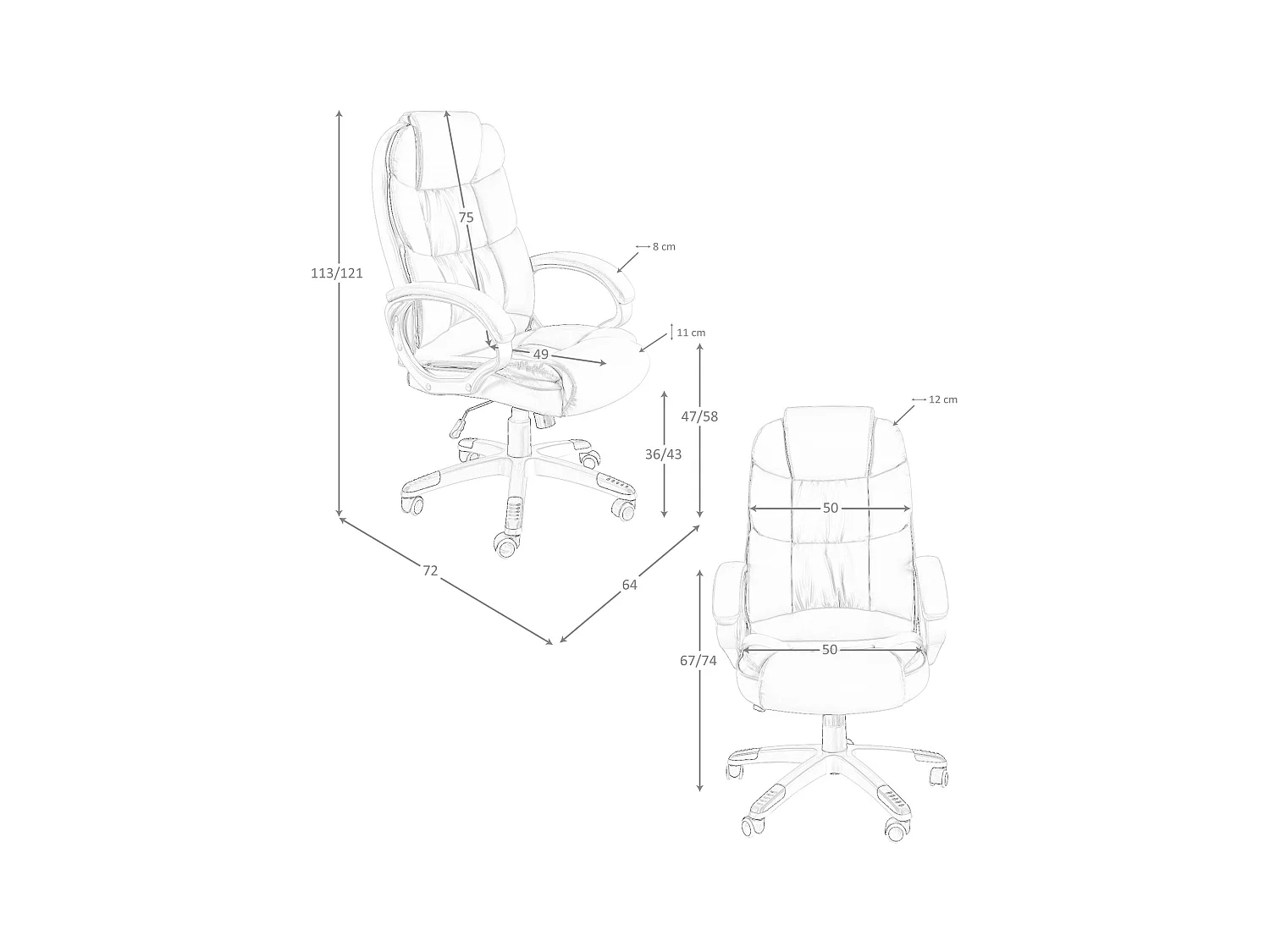 Sedia da ufficio girevole in similpelle grigia 4154 ANGEL CERDA