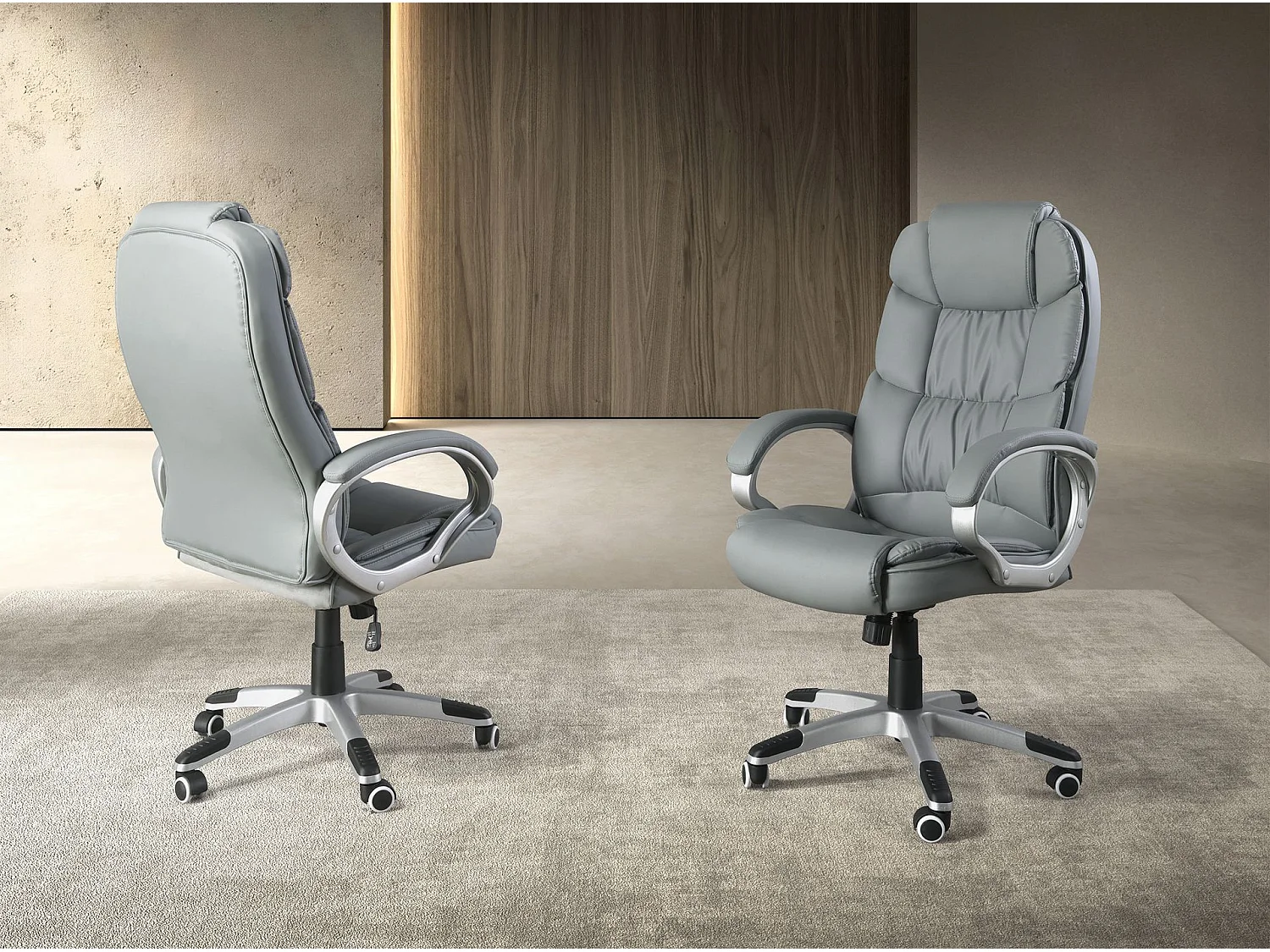Fauteuil de bureau pivotante en simili-cuir gris 4154 ANGEL CERDA