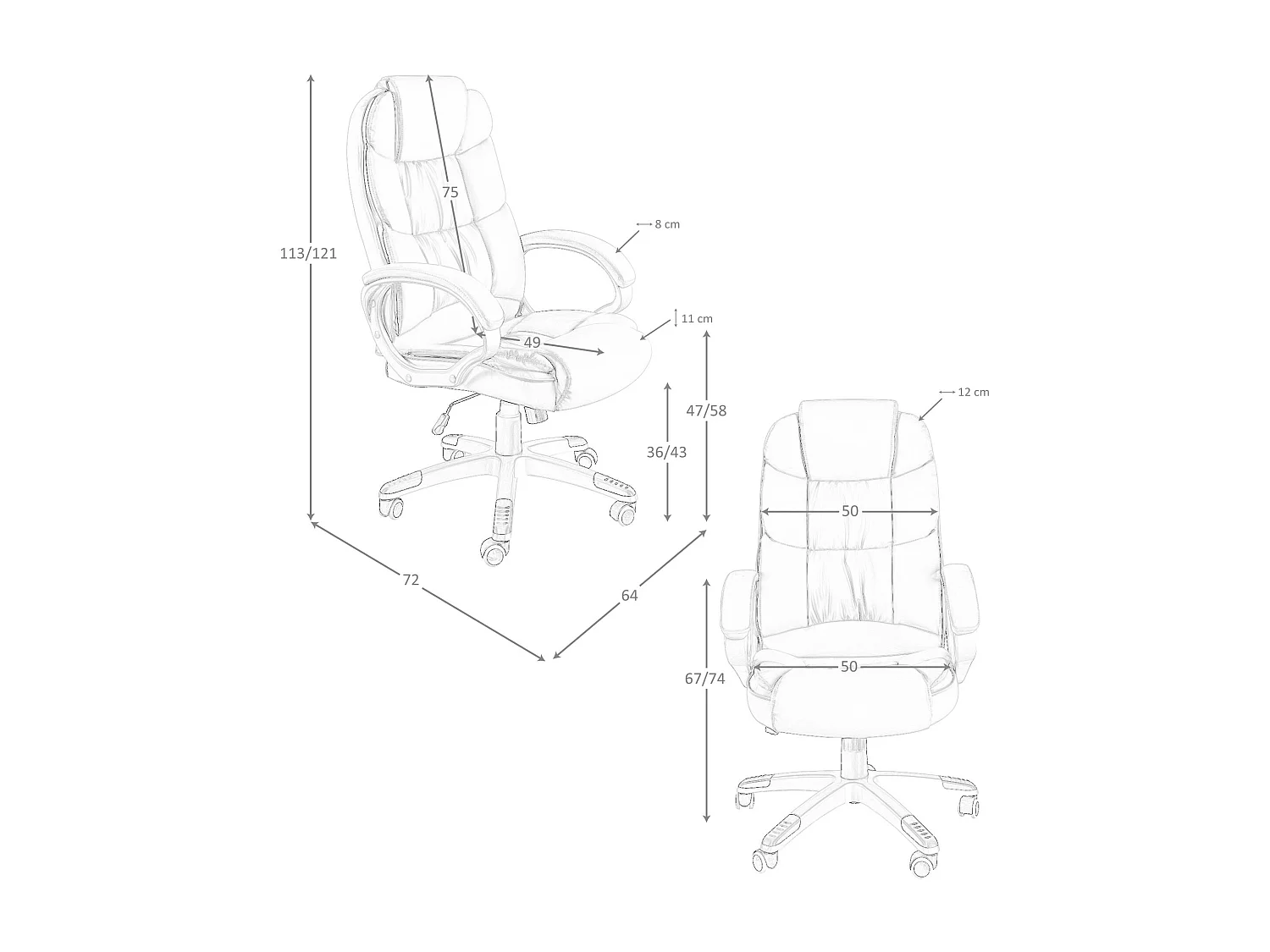 Fauteuil de bureau pivotante en simili-cuir gris 4154 ANGEL CERDA