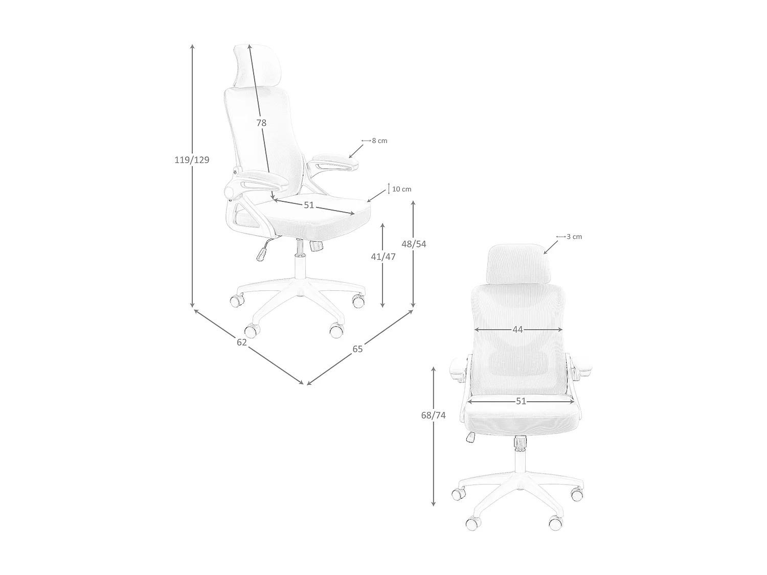 Sedia girevole da ufficio in tessuto grigio