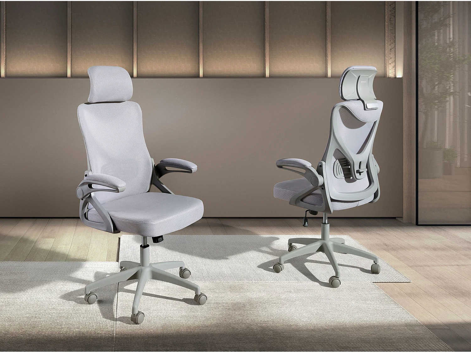 Fauteuil de bureau pivotant tissu gris