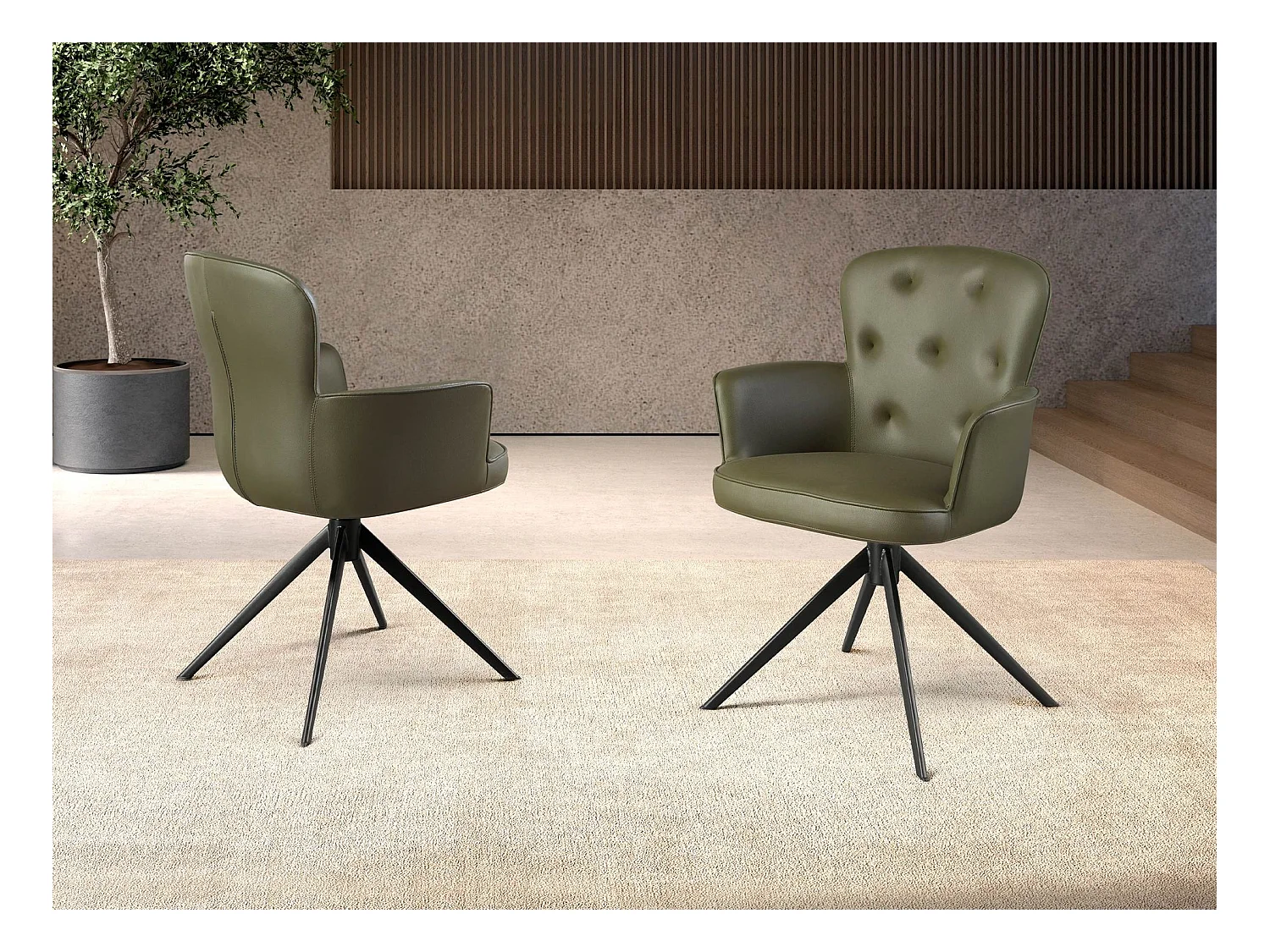 Chaise pivotante en simili-cuir vert foncé 4192 ANGEL CERDA