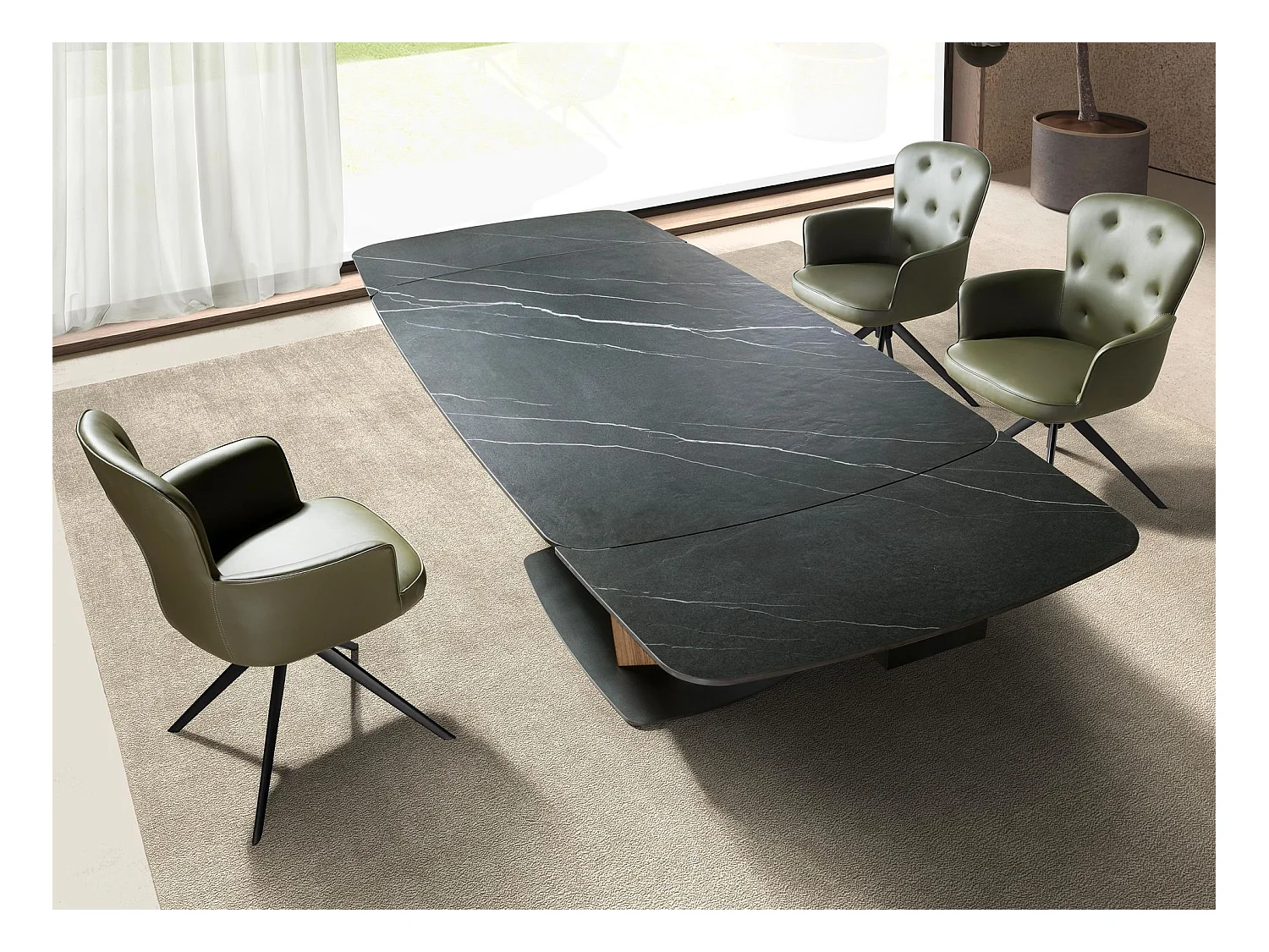 Chaise pivotante en simili-cuir vert foncé 4192 ANGEL CERDA