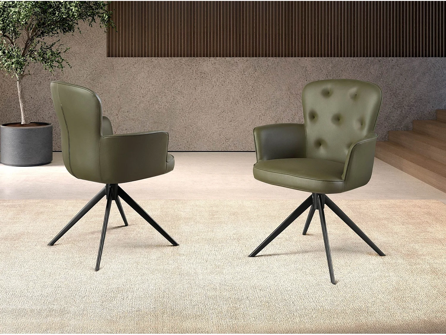 Chaise pivotante en simili-cuir vert foncé 4192 ANGEL CERDA