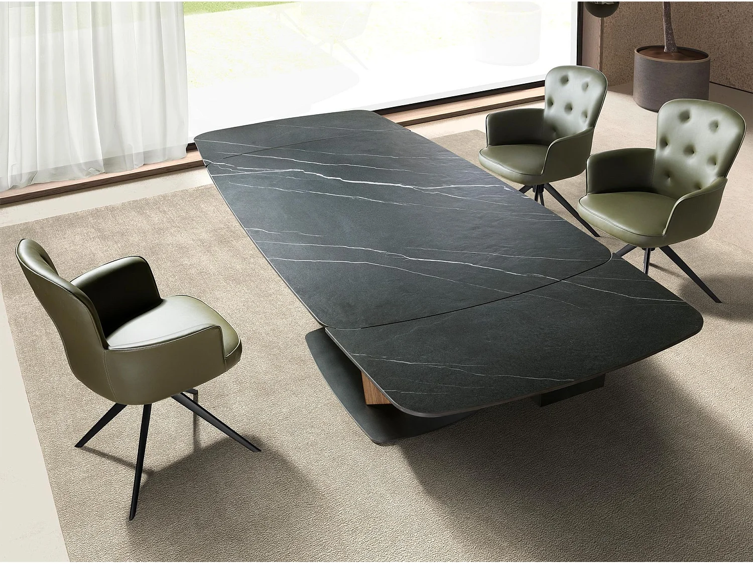 Chaise pivotante en simili-cuir vert foncé 4192 ANGEL CERDA