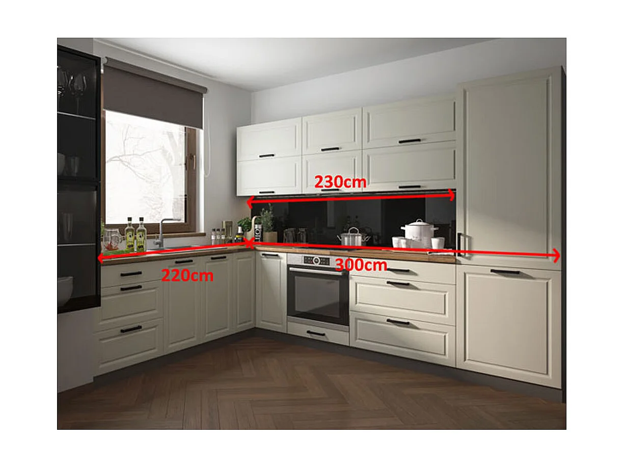 KÜCHENZEILE 12-TEILIG Amaro lava matt / RAL 9001 cremeweiß 520 / 84 / 207cm