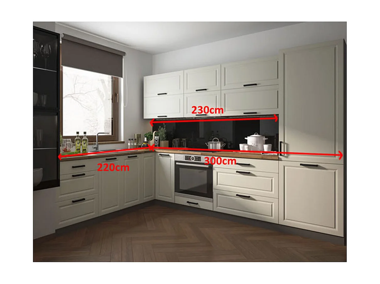 KÜCHENZEILE 12-TEILIG Amaro lava matt / RAL 9001 cremeweiß 520 / 84 / 207cm