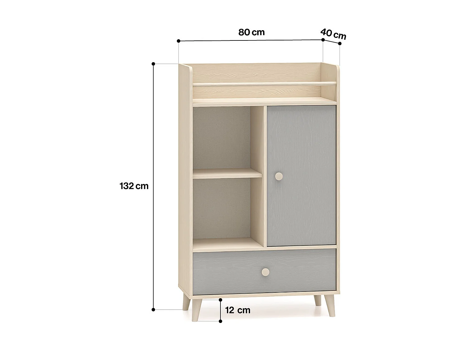KOMMODE Mevel Wüstensand / Palladiumgrau 80 / 40 / 132cm