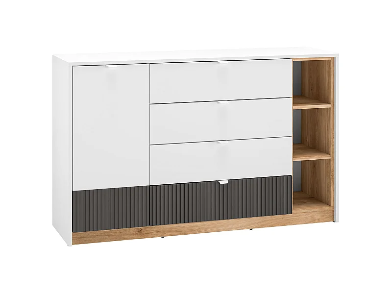 KOMMODE Torino Weiß / Eiche Castello / Graphit 138 / 40 / 86cm