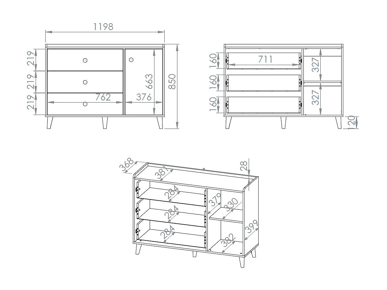 KOMMODE Mevel Wüstensand / Millennial Pink 120 / 40 / 85cm