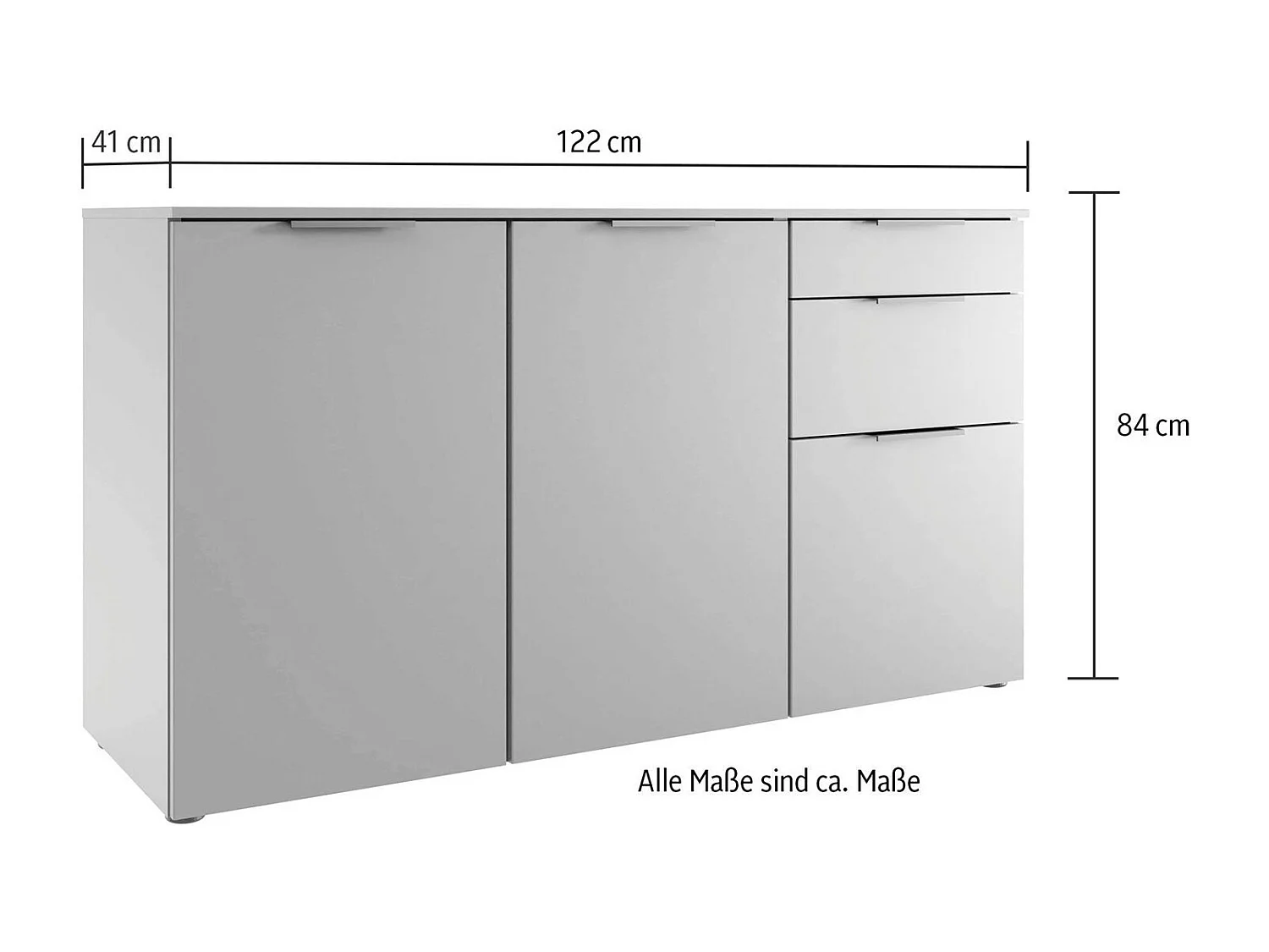 KOMMODE Level graphit / Plankeneiche 122 / 41 / 84cm
