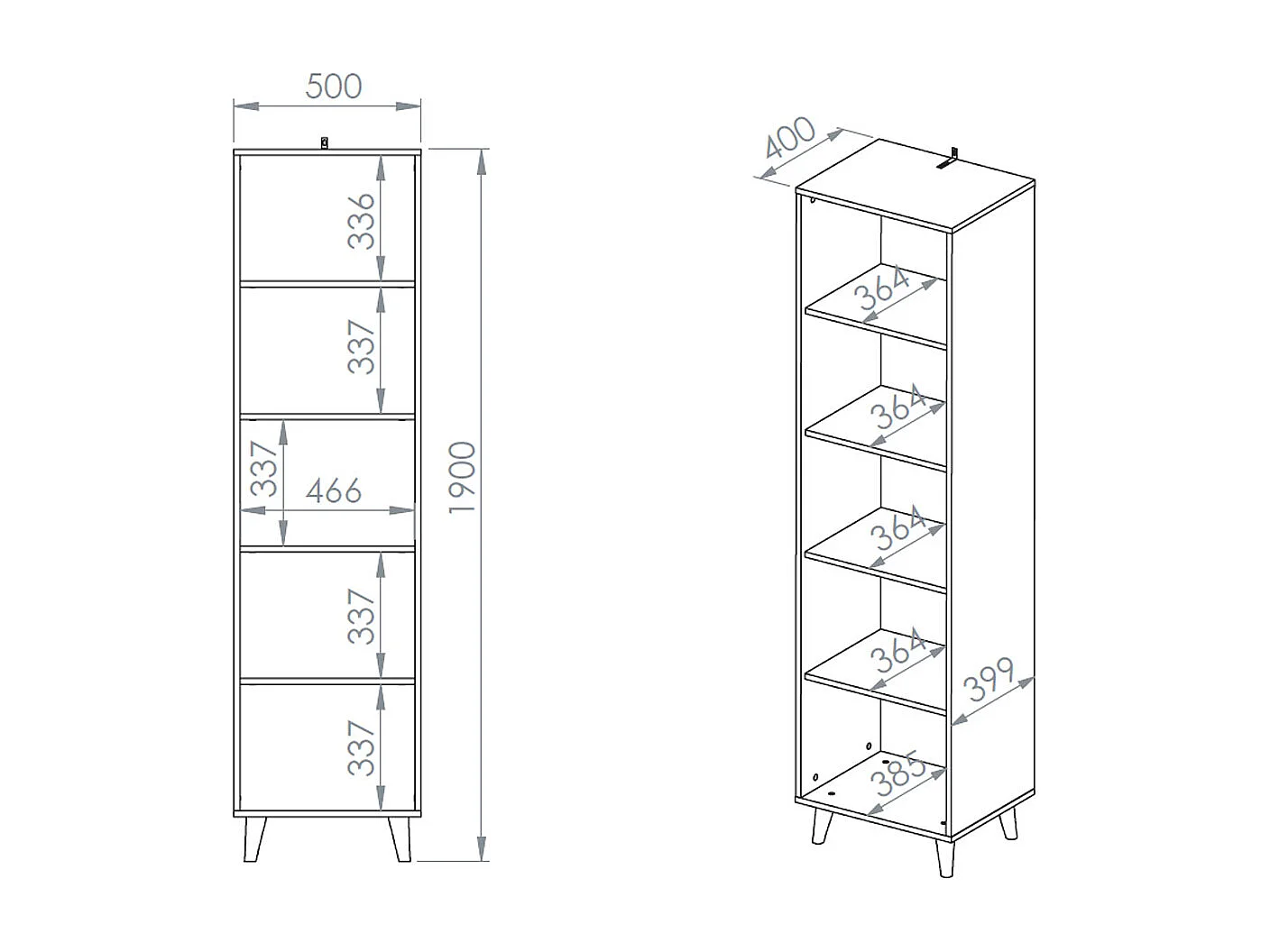 BÜCHERREGAL Mevel Wüstensand 50 / 40 / 190cm