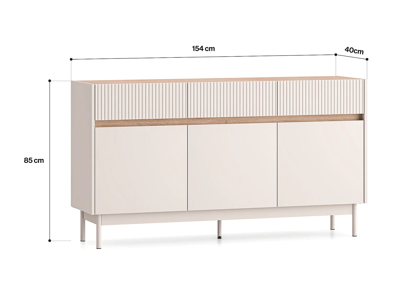SIDEBOARD Dunea Cashmere / Eiche Cremona Torro 154 / 40 / 85 cm