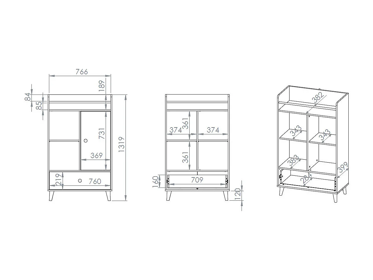 KOMMODE Mevel Wüstensand / Millennial Pink 80 / 40 / 132cm