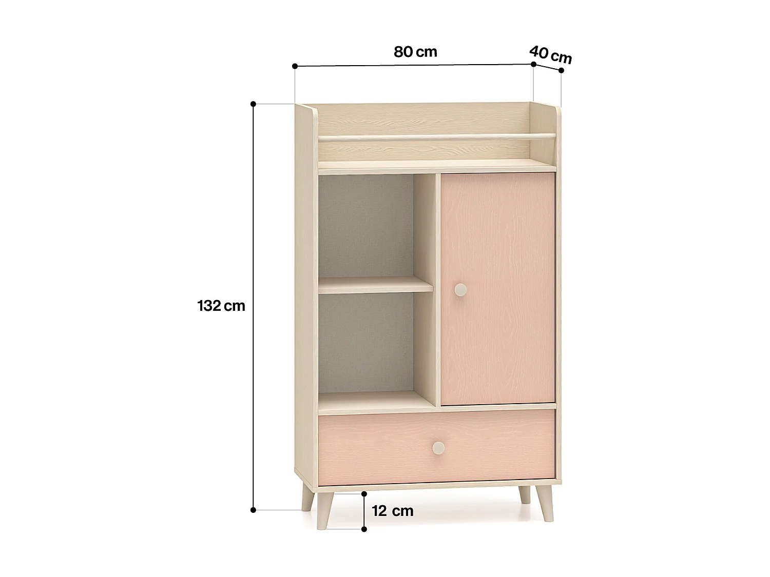 KOMMODE Mevel Wüstensand / Millennial Pink 80 / 40 / 132cm