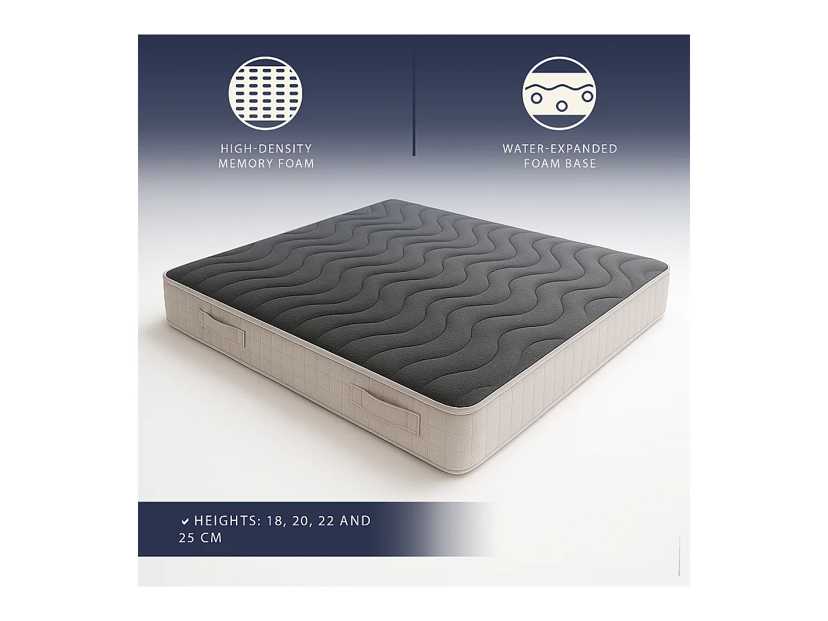 Matelas double français 140x200 mousse mémoire 9 zones H25 orthopédique hypoallergénique