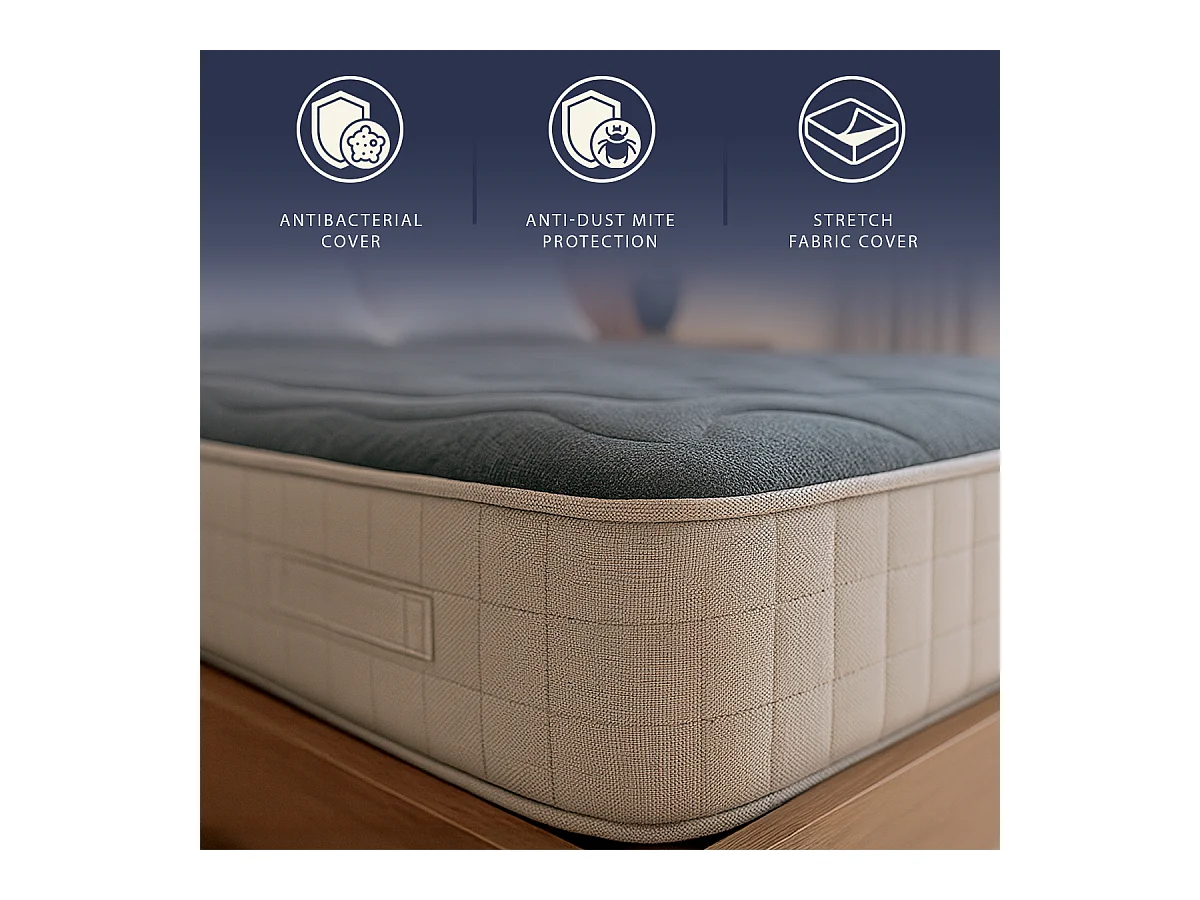 Matelas double français 140x200 mousse mémoire 9 zones H25 orthopédique hypoallergénique