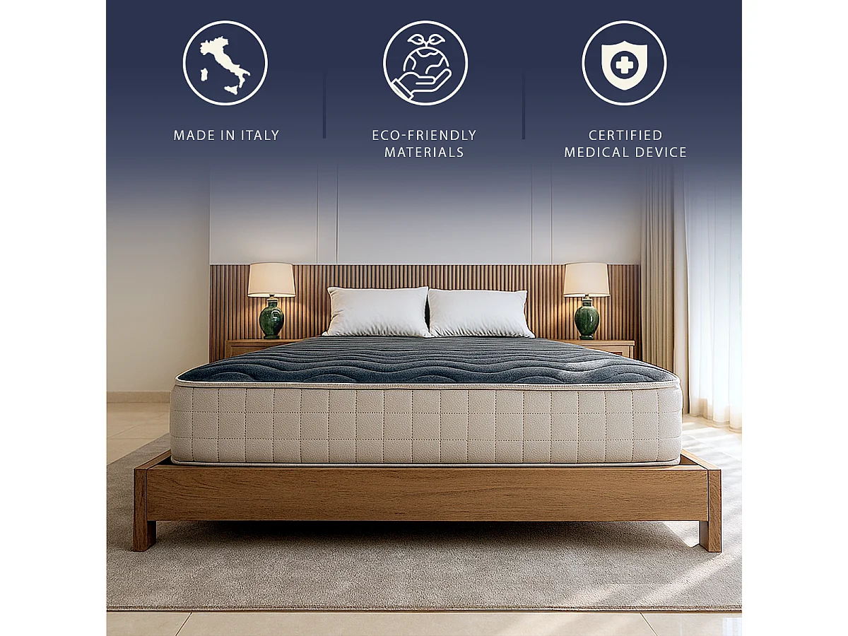 Frans tweepersoonsmatras 140x200 cm traagschuim 9 zones Hoogte 18 cm Orthopedisch Ademend