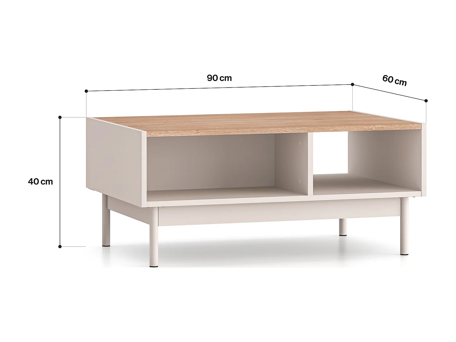 COUCHTISCH Dunea Cashmere / Eiche Cremona Torro 90 / 60 / 40cm