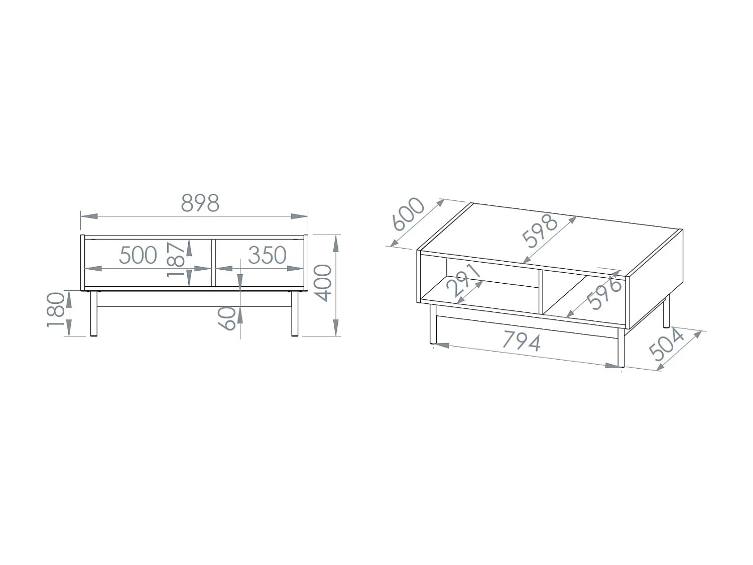COUCHTISCH Dunea Cashmere / Eiche Cremona Torro 90 / 60 / 40cm