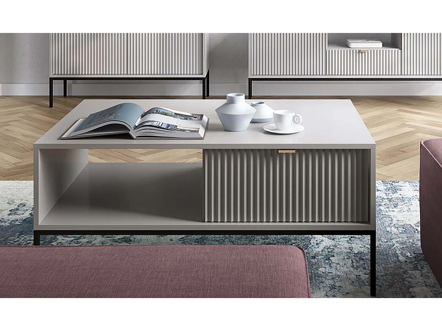 COUCHTISCH Nova grau / schwarz 104 / 68 / 46cm