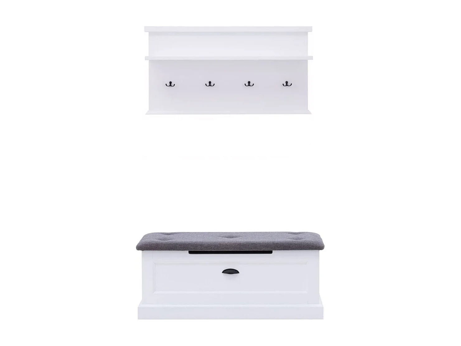 GARDEROBEN SET 2-TEILIG Galineo weiß 100 / 42 / 91,5cm