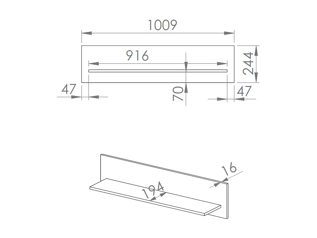 WANDREGAL Torino Weiß / Eiche Castello 101 / 21 / 25cm