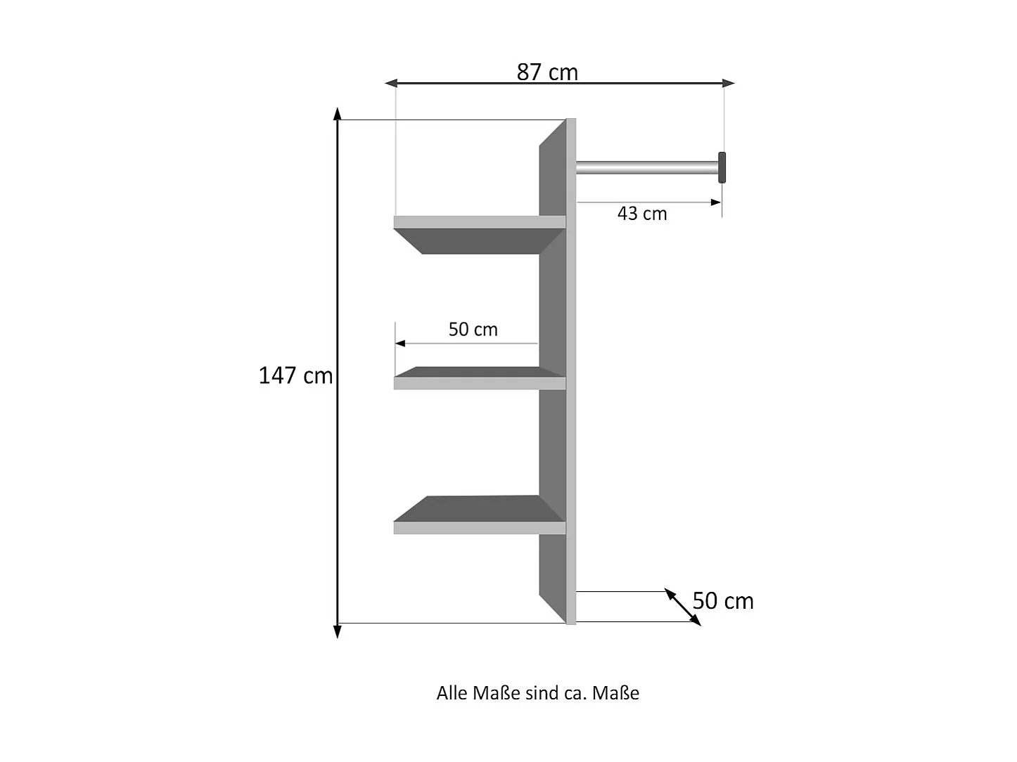 INNENEINTEILUNG Leinen grau 87 / 50 / 147cm
