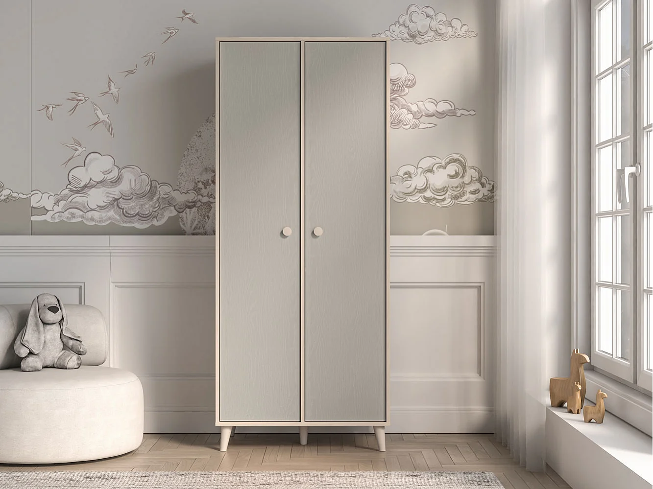 KLEIDERSCHRANK Mevel Wüstensand / Palladiumgrau 80 / 51 / 190cm