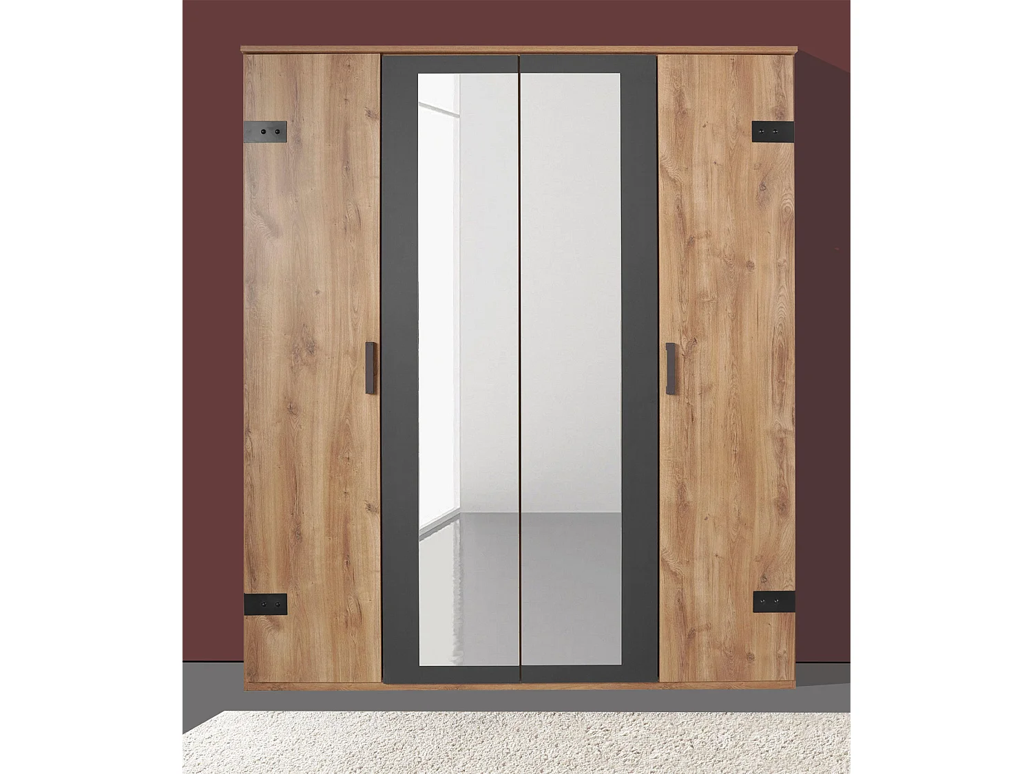 DREHTÜRENSCHRANK Malmö Plankeneiche / Graphit 180 / 58 / 210cm