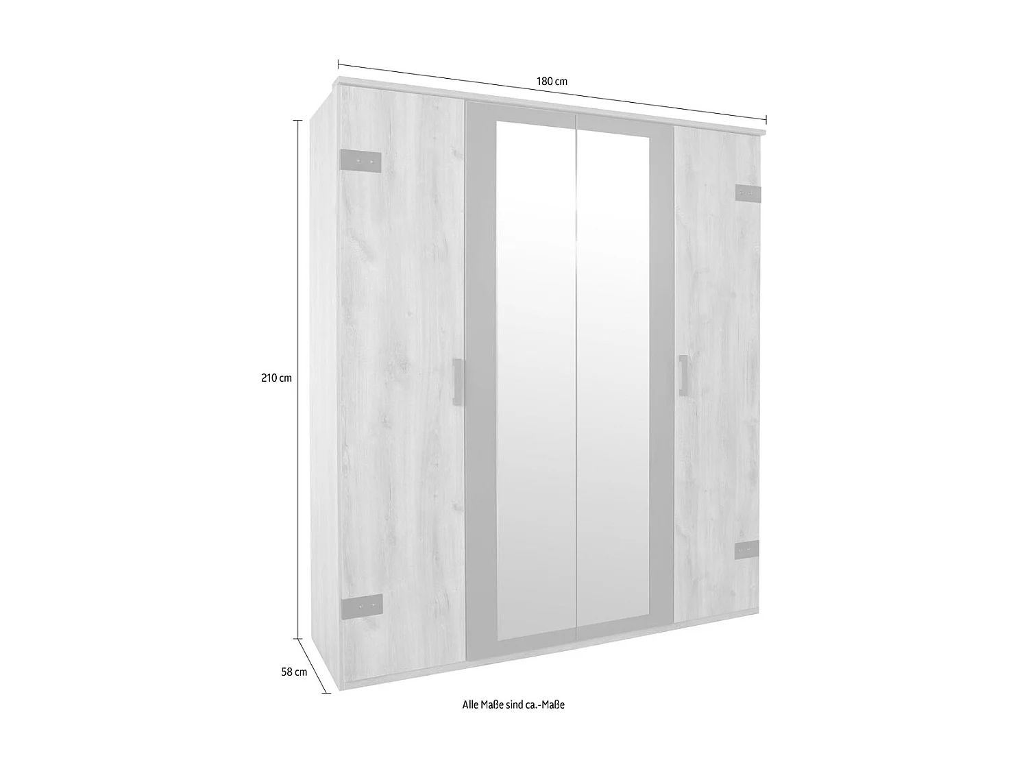 DREHTÜRENSCHRANK Malmö Plankeneiche / Graphit 180 / 58 / 210cm