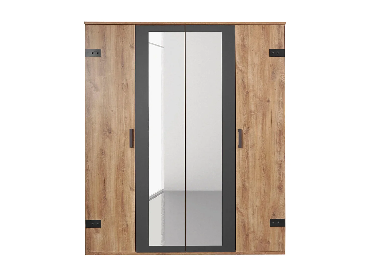 DREHTÜRENSCHRANK Malmö Plankeneiche / Graphit 180 / 58 / 210cm