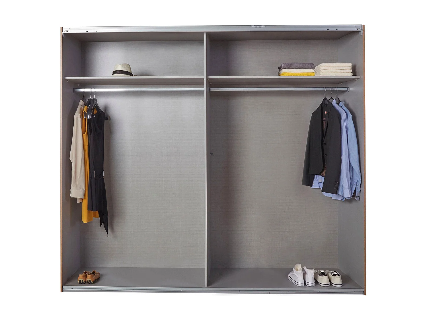 SCHWEBETÜRENSCHRANK Malmö Plankeneiche / Graphit 225 / 65 / 210cm