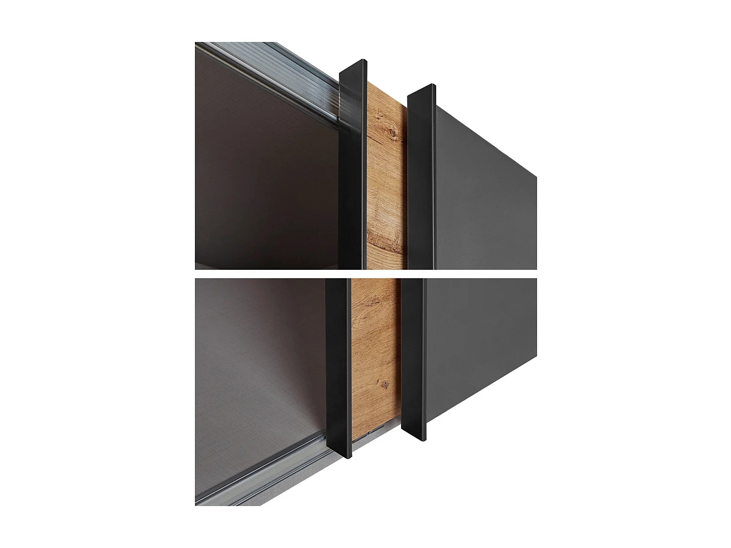 SCHWEBETÜRENSCHRANK Malmö Plankeneiche / Graphit 225 / 65 / 210cm