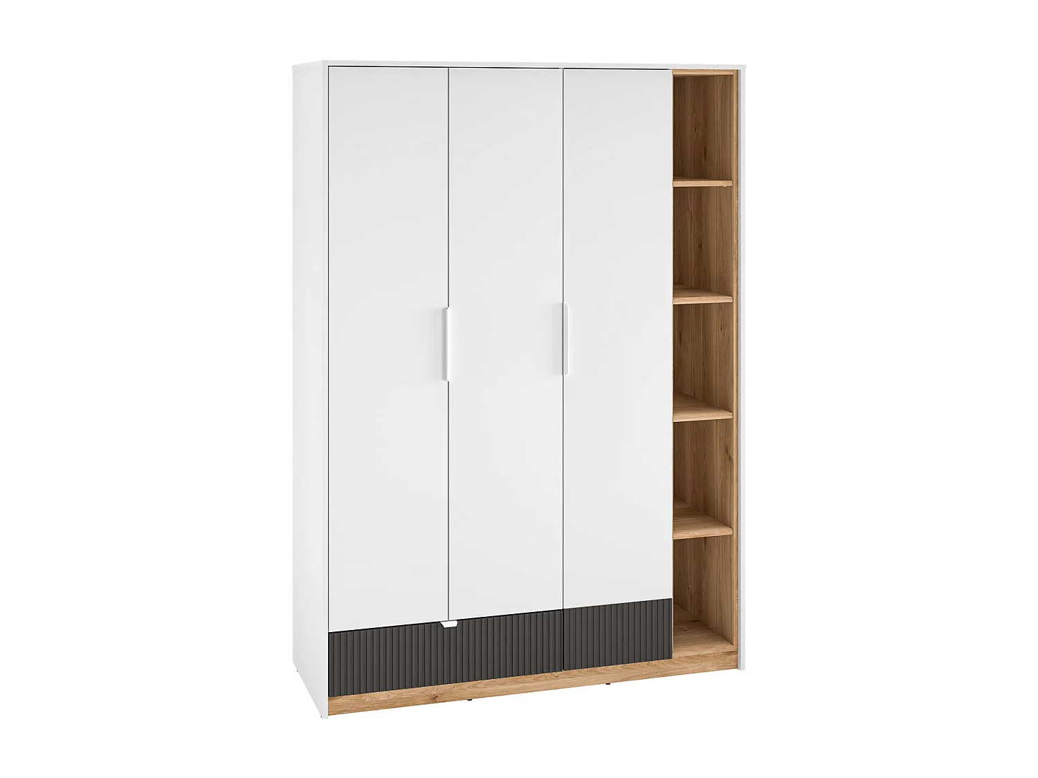KLEIDERSCHRANK Torino Weiß / Eiche Castello / Graphit 138 / 53 / 196cm