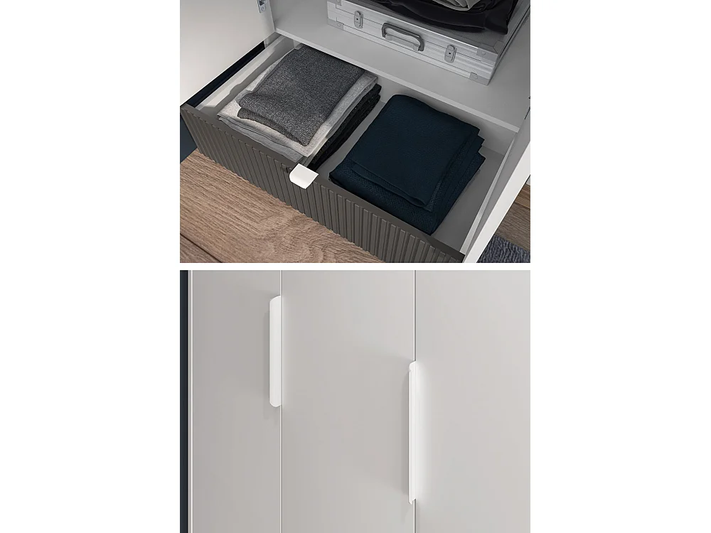 KLEIDERSCHRANK Torino Weiß / Eiche Castello / Graphit 138 / 53 / 196cm