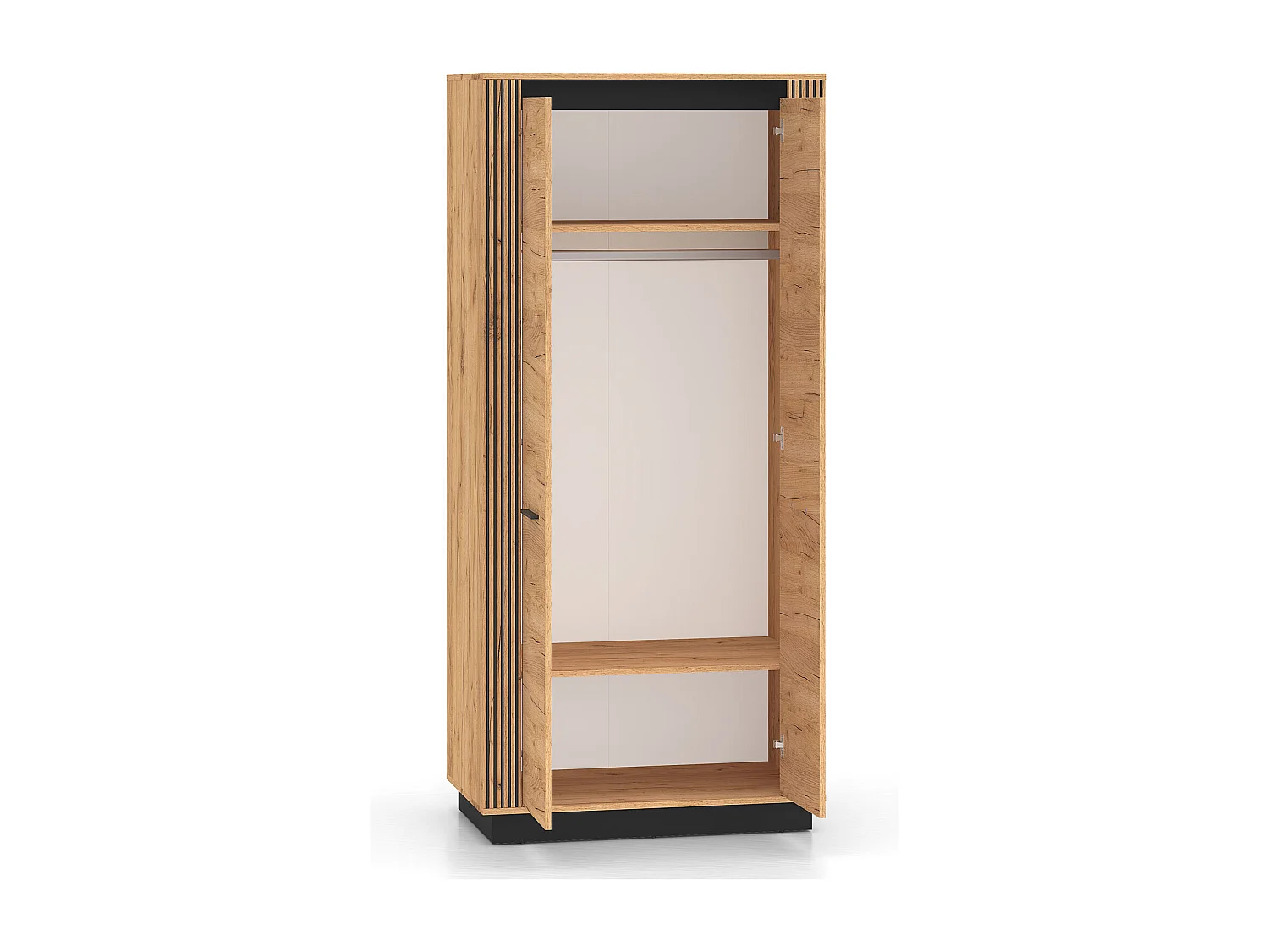 KLEIDERSCHRANK Urso Gold Craft Eiche / Schwarz 92 / 55 / 200cm