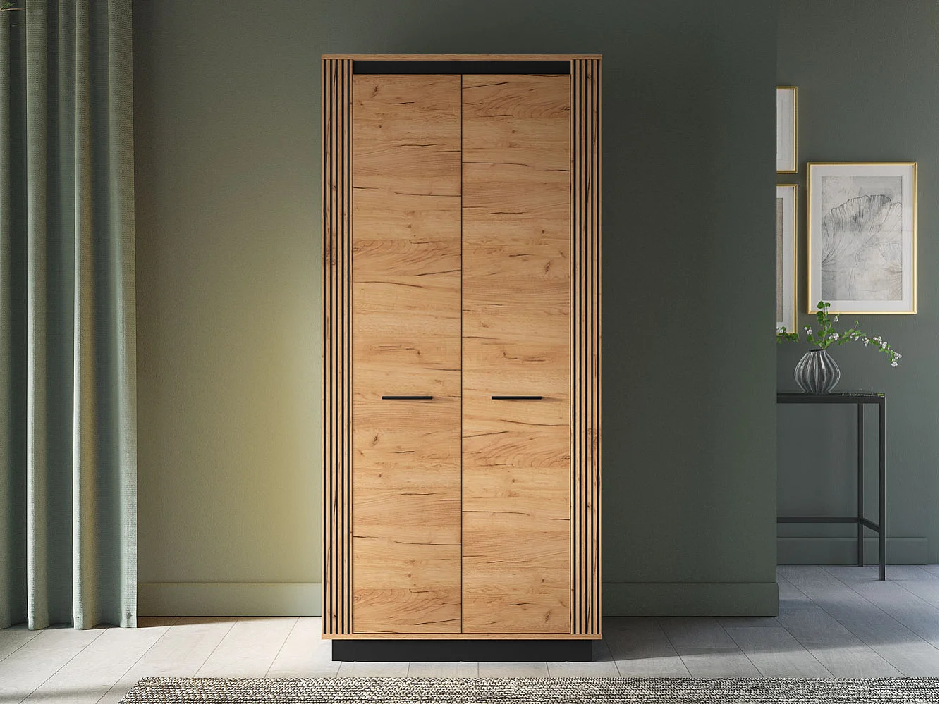 KLEIDERSCHRANK Urso Gold Craft Eiche / Schwarz 92 / 55 / 200cm