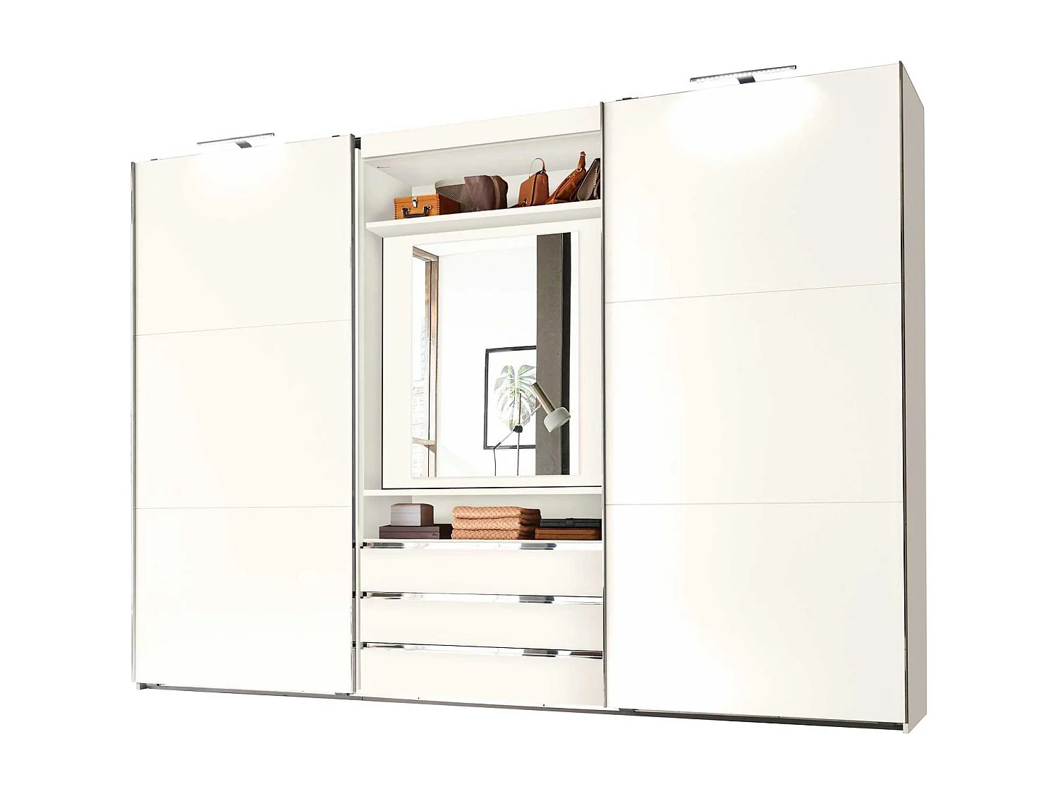 SCHWEBETÜRENSCHRANK Magie weiß 300 / 65 / 216cm