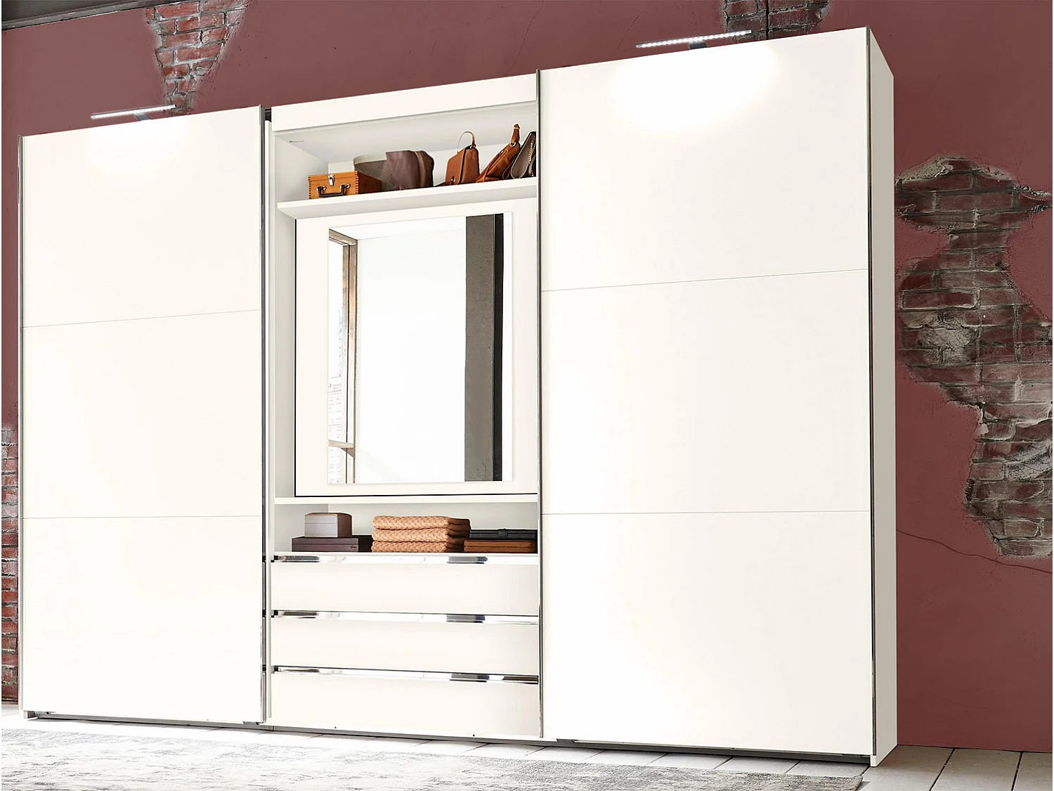 SCHWEBETÜRENSCHRANK Magie weiß 300 / 65 / 216cm