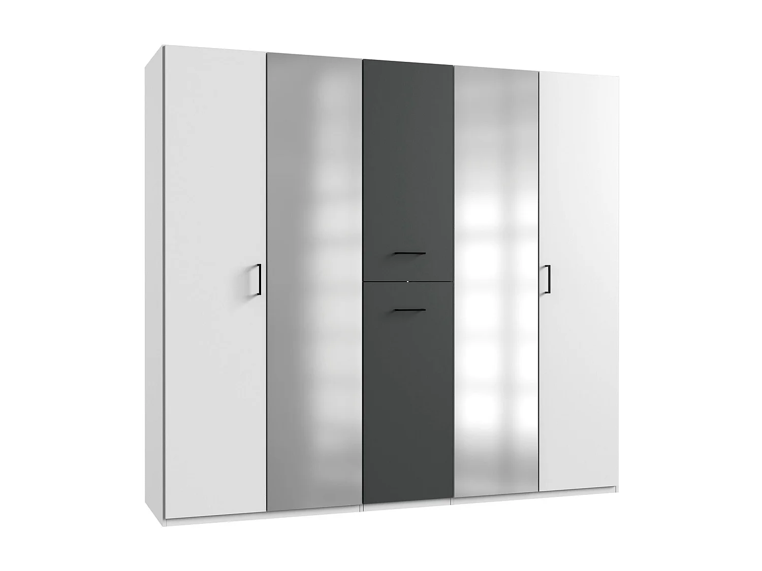 KLEIDERSCHRANK Lima weiß / graphit 225 / 58 / 208cm