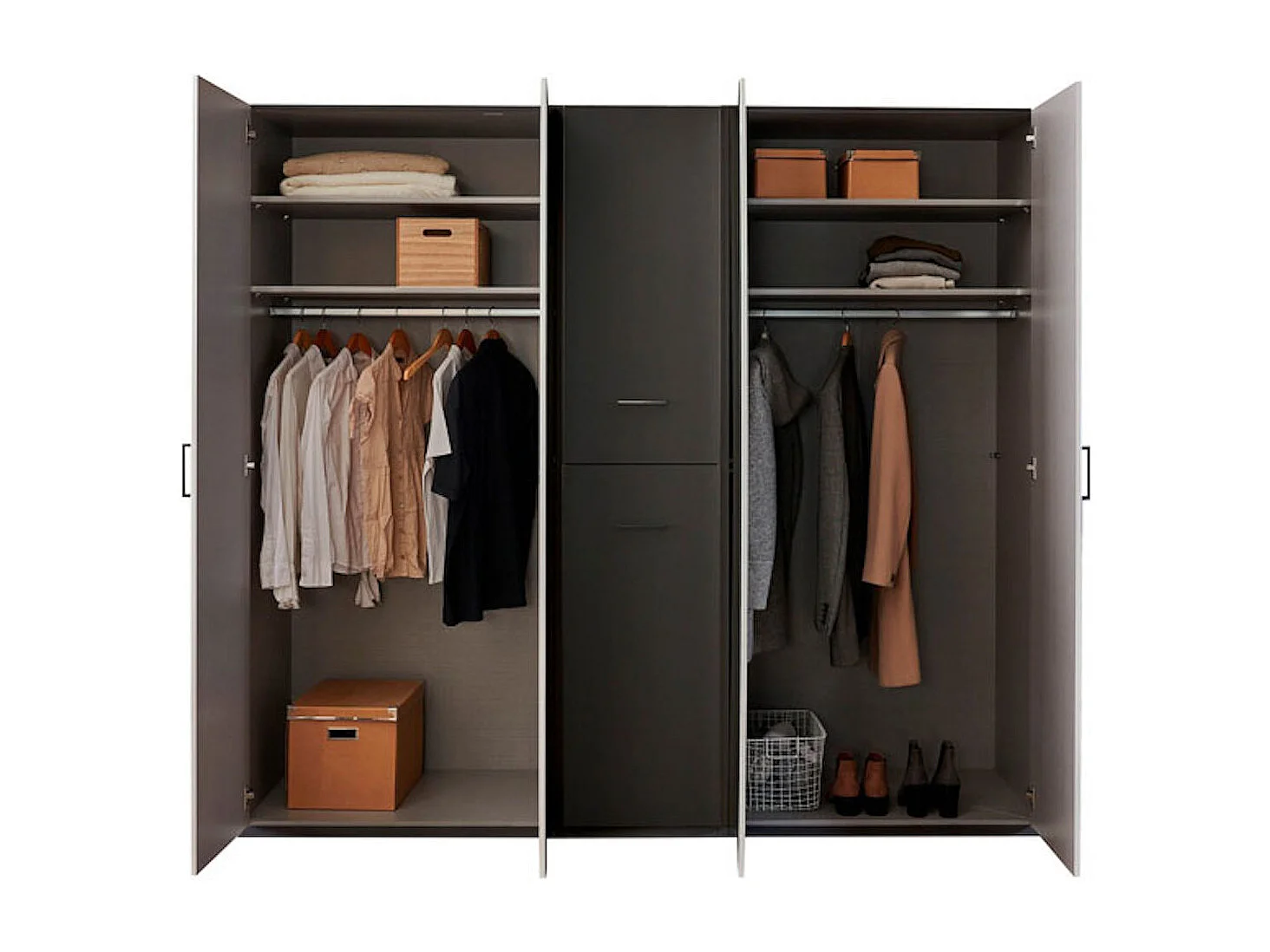 KLEIDERSCHRANK Lima weiß / graphit 225 / 58 / 208cm