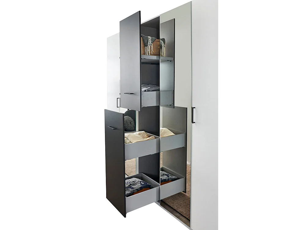 KLEIDERSCHRANK Lima weiß / graphit 225 / 58 / 208cm