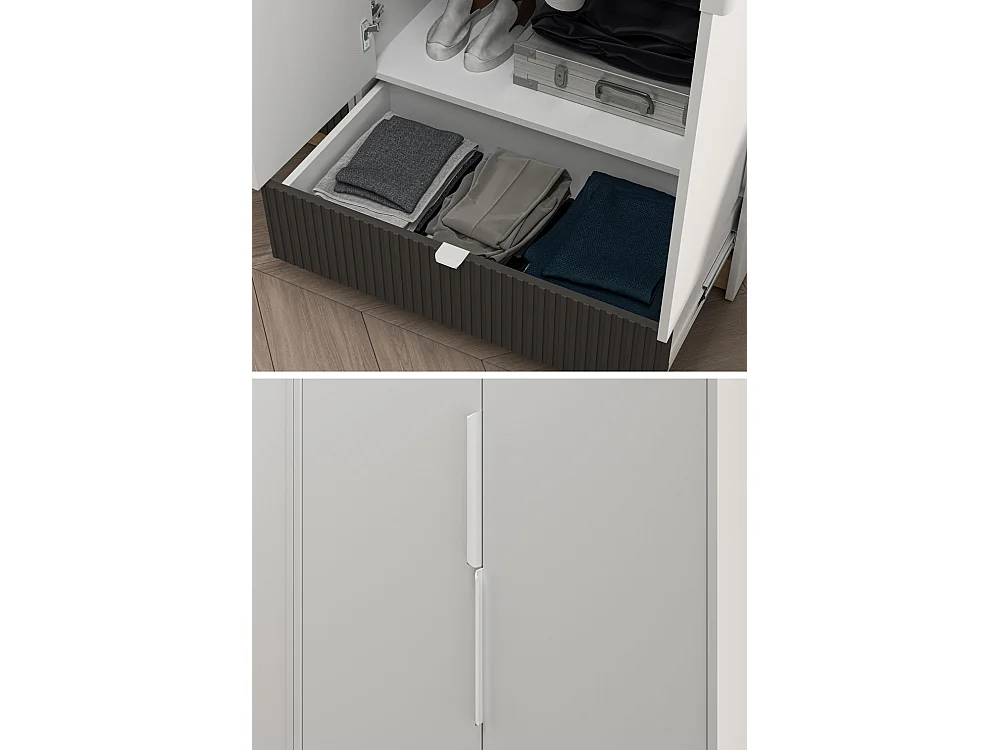 KLEIDERSCHRANK Torino Weiß / Eiche Castello / Graphit 82 / 53 / 196cm