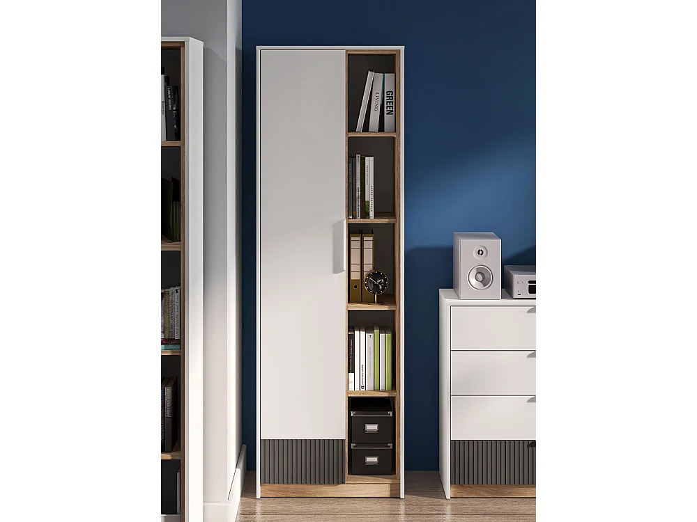 KLEIDERSCHRANK Torino Weiß / Eiche Castello / Graphit 64 / 40 / 196cm