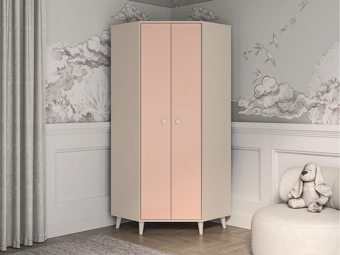 ECKSCHRANK Mevel Wüstensand / Millennial Pink 80 / 80 / 190cm