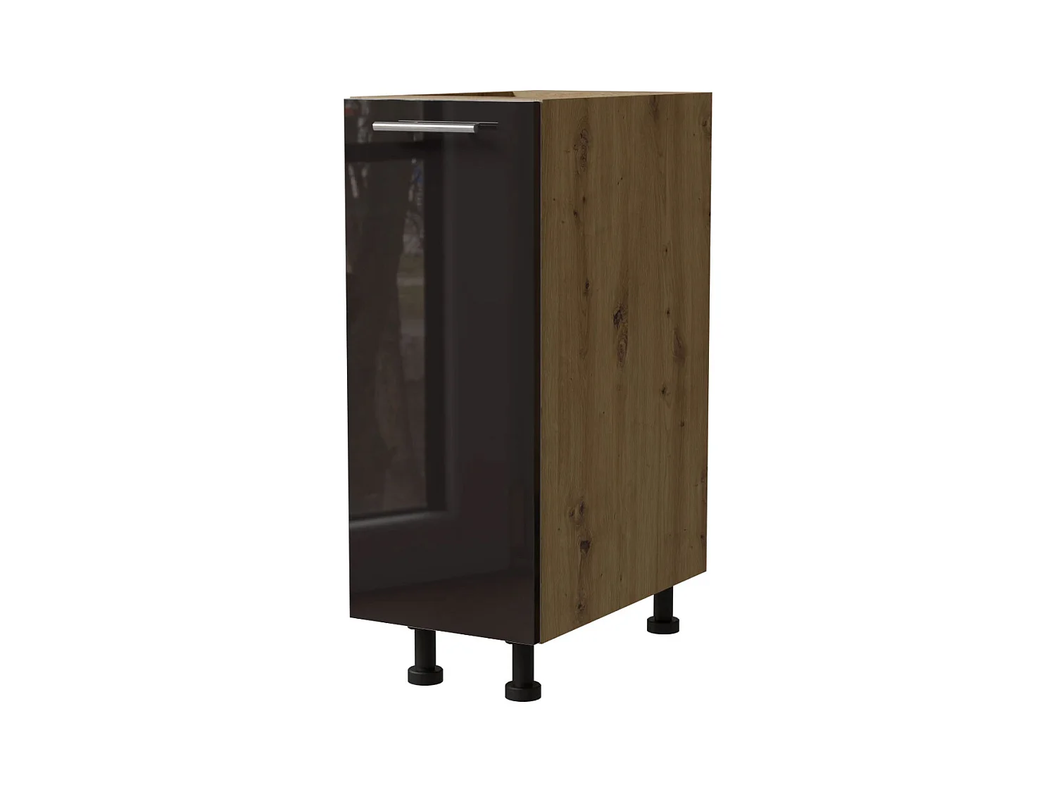 KÜCHENUNTERSCHRANK Essen D1D/30 Schwarz Hochglanz / Eiche Artisan Matt 30 / 50 / 82cm