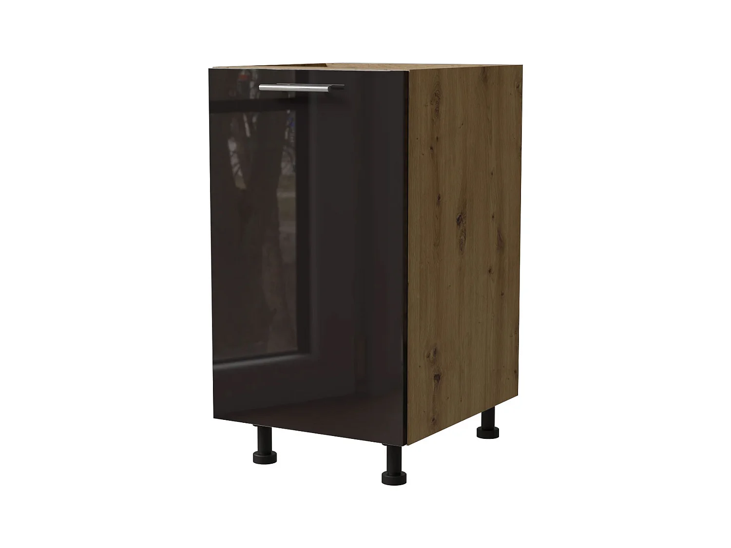 KÜCHENUNTERSCHRANK Essen D1D/45 Schwarz Hochglanz / Eiche Artisan Matt 45 / 50 / 82cm